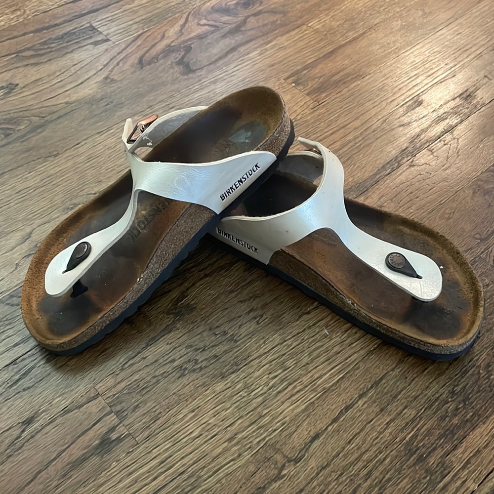 Birkenstock White Gizeh Thong Sandals